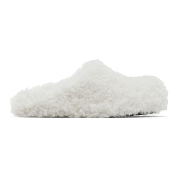 마르니 마르니 Marni White Shearling Fussbett Sabot Slippers 222379F121006