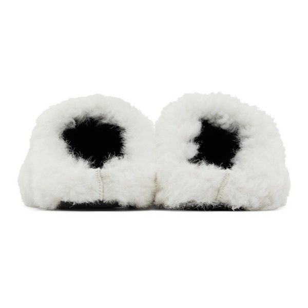 마르니 마르니 Marni White Shearling Fussbett Sabot Slippers 222379F121006