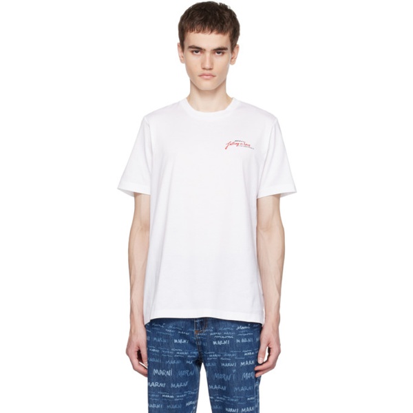 마르니 마르니 Marni White Printed T-Shirt 232379M213019
