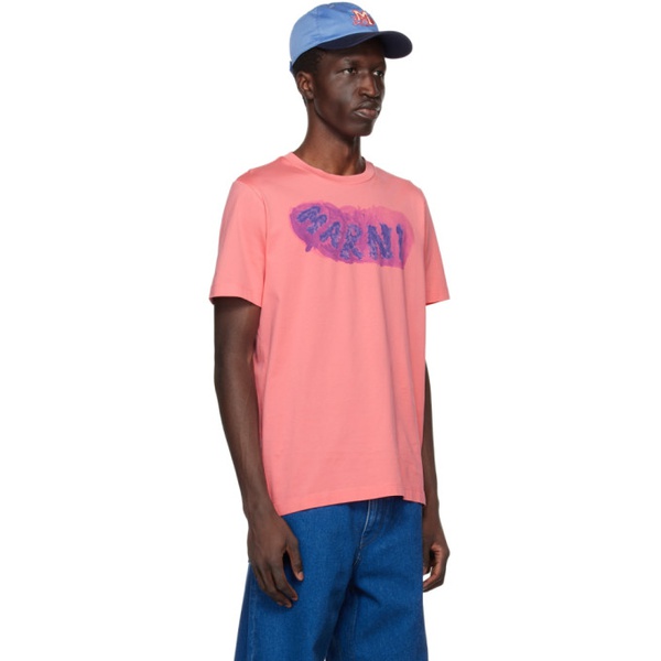 마르니 마르니 Marni Pink Paint Effect T-Shirt 231379M213004