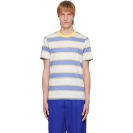 마르니 Marni Three-Pack Blue & Yellow Stripe T-Shirts 231379M213003