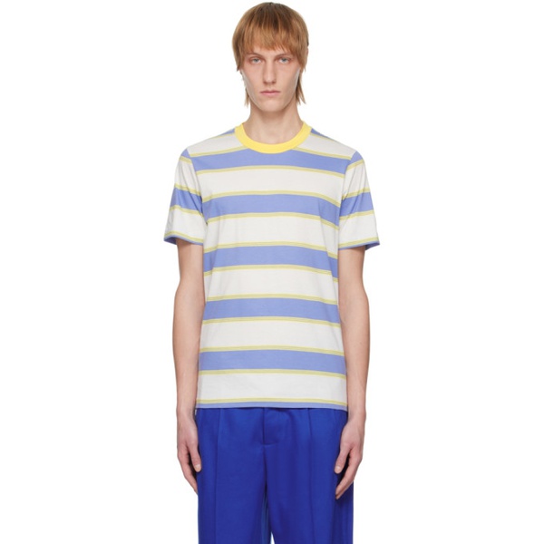 마르니 마르니 Marni Three-Pack Blue & Yellow Stripe T-Shirts 231379M213003