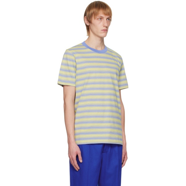 마르니 마르니 Marni Three-Pack Blue & Yellow Stripe T-Shirts 231379M213003