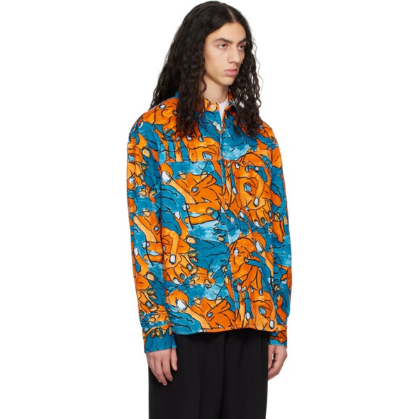 마르니 마르니 Marni Orange & Blue Pattern Shirt 231379M192021