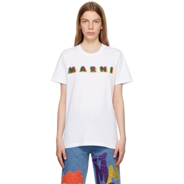 마르니 마르니 Marni White Printed T-Shirt 231379F110015