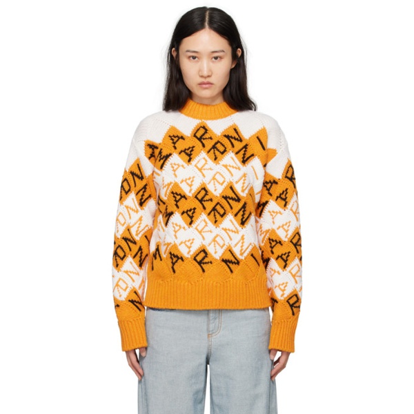 마르니 마르니 Marni Orange & 오프화이트 Off-White 3D Blocks Sweater 241379F096026