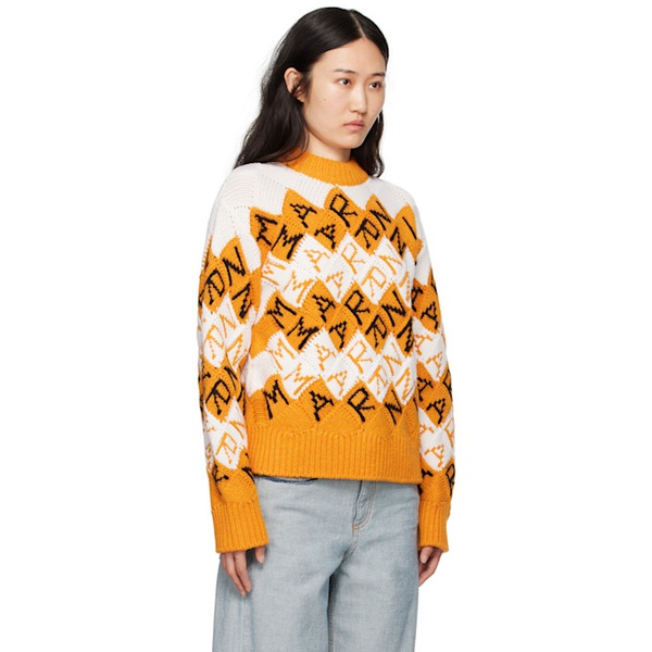 마르니 마르니 Marni Orange & 오프화이트 Off-White 3D Blocks Sweater 241379F096026