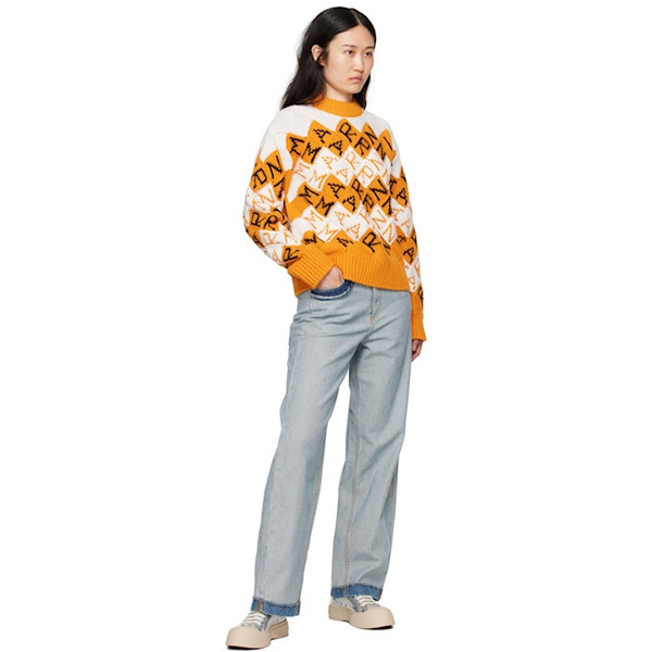마르니 마르니 Marni Orange & 오프화이트 Off-White 3D Blocks Sweater 241379F096026