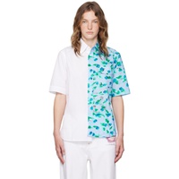 마르니 Marni Blue & White Asymmetric Shirt 241379F109008