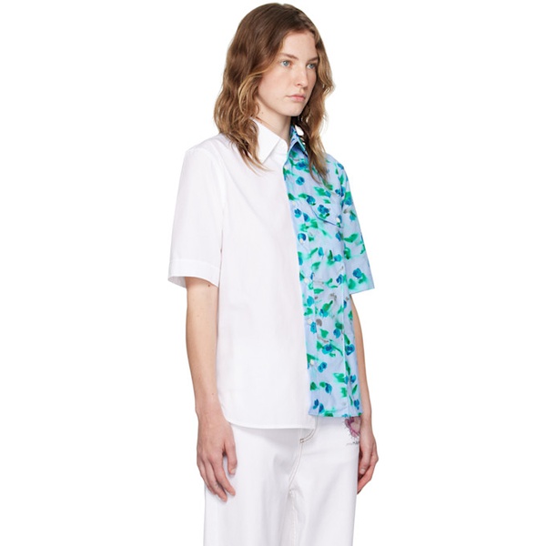 마르니 마르니 Marni Blue & White Asymmetric Shirt 241379F109008