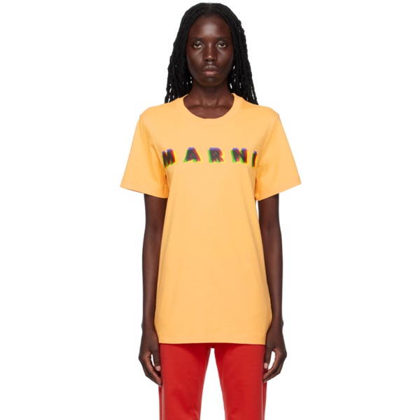 마르니 마르니 Marni Orange Printed T-Shirt 231379F110014