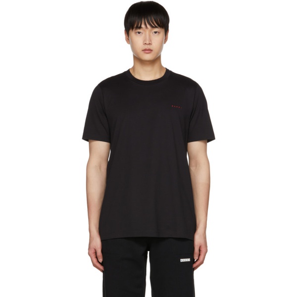마르니 마르니 Marni Black Embroidered T-Shirt 222379M213011