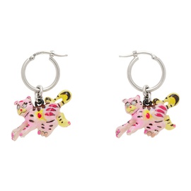 마르니 Marni Pink & Silver Tiger Pendants Earrings 242379F022000