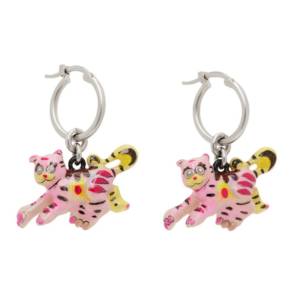 마르니 마르니 Marni Pink & Silver Tiger Pendants Earrings 242379F022000