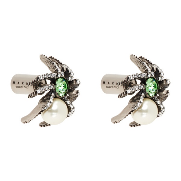 마르니 마르니 Marni Silver Spider-Shaped Pin Earrings 242379F022002