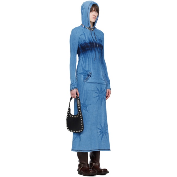  Masha Popova Blue Hooded Maxi Dress 241936F055005