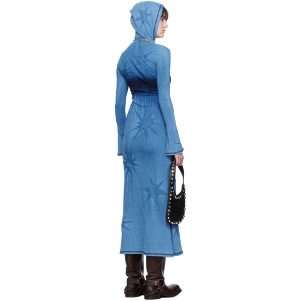  Masha Popova Blue Hooded Maxi Dress 241936F055005