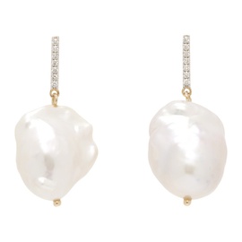 Mateo Gold Diamond Bar Baroque Pearl Earrings 242245F009007