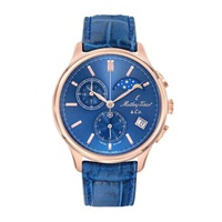 Mathey-Tissot MEN'S Edmond G10 Chronograph Leather Blue Dial Watch H1886RCHPBU