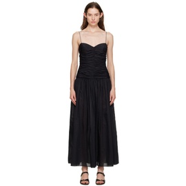 마티유 Matteau Black Gathered Midi Dress 241946F054000
