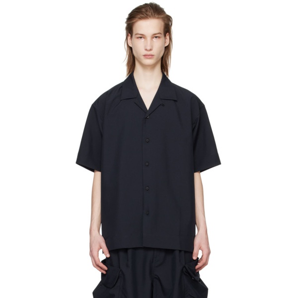  Meanswhile Navy Side Slit Shirt 241699M192015