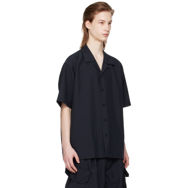  Meanswhile Navy Side Slit Shirt 241699M192015