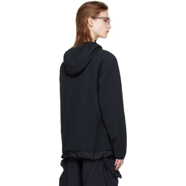  Meanswhile Navy Funnel Neck Hoodie 241699M202003