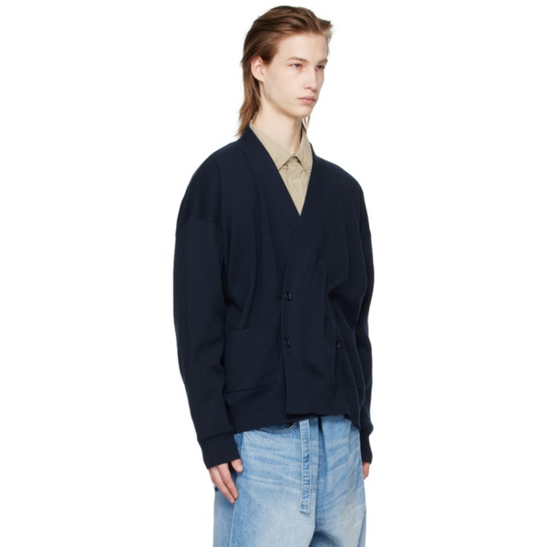  Meanswhile Navy Double-Breasted Cardigan 241699M200002