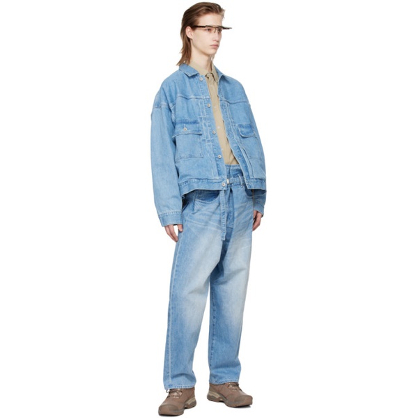  Meanswhile Blue Pleated Denim Jacket 241699M177002