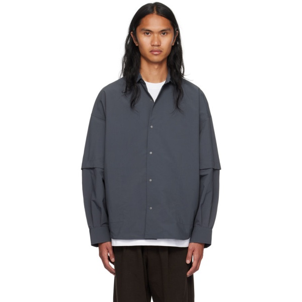  Meanswhile Gray Detachable Sleeve Shirt 232699M192012
