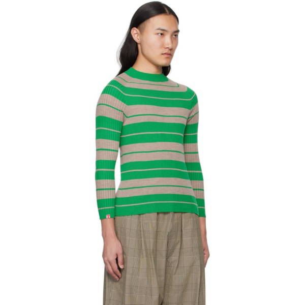  Meryll Rogge Taupe & Green Striped Sweater 241512M205000