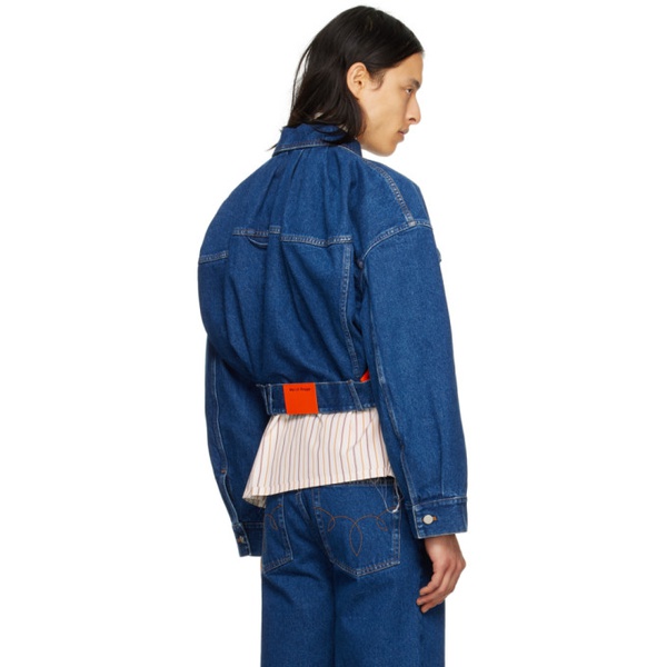  Meryll Rogge Blue Cropped Denim Jacket 231512M177000