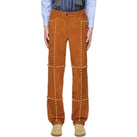 Meryll Rogge Brown Studded Leather Pants 222512M191001