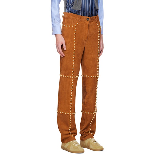  Meryll Rogge Brown Studded Leather Pants 222512M191001