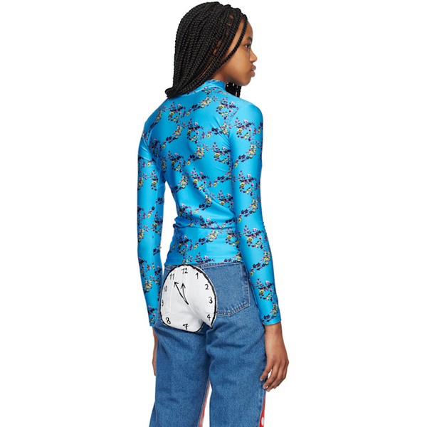  Meryll Rogge Blue Floral Long Sleeve T-Shirt 231512F111001