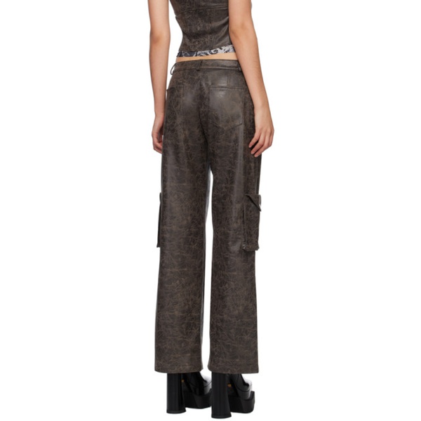  미아우 Miaou Brown Elias Faux-Leather Trousers 231224F087011