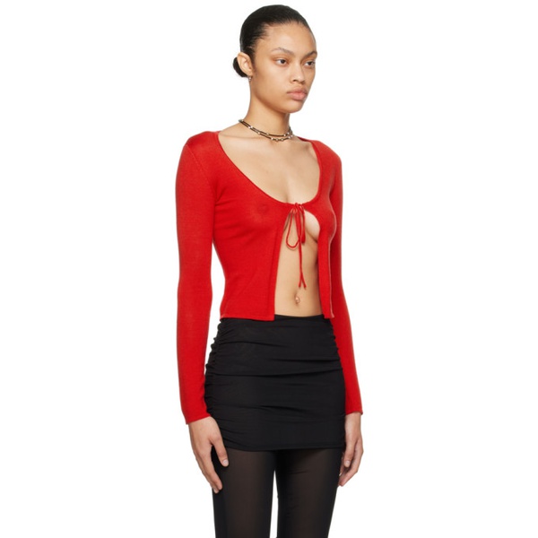  미아우 Miaou Red Helena Long Sleeve T-Shirt 232224F110029