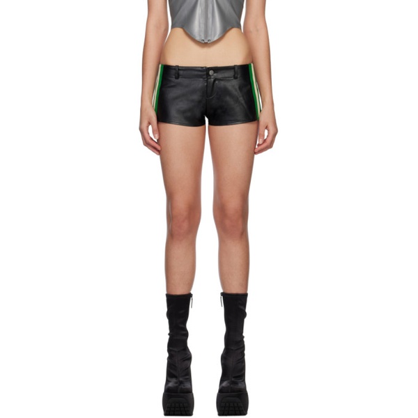  미아우 Miaou Black Devon Faux-Leather Shorts 231224F088006