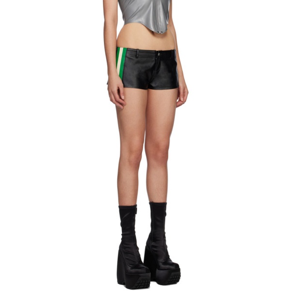  미아우 Miaou Black Devon Faux-Leather Shorts 231224F088006