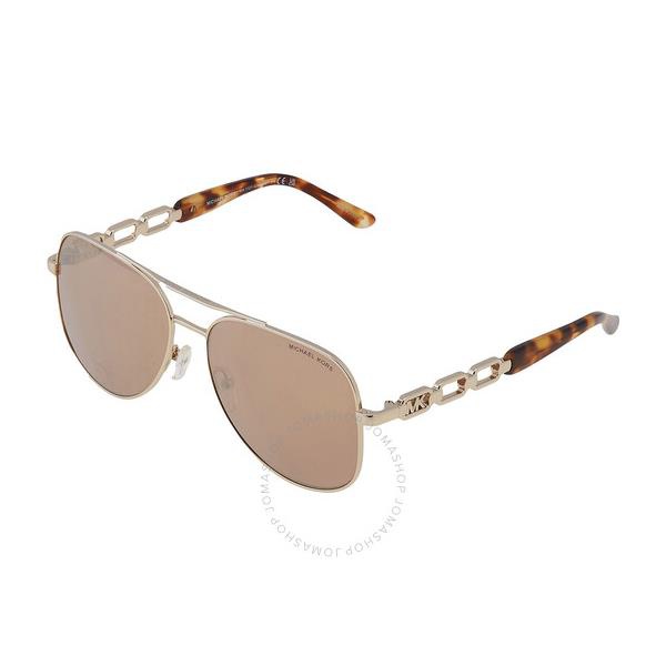마이클 코어스 Michael Kors Chianti Gold Mirror Pilot Ladies Sunglasses MK1121 10147P 58