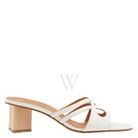 Michel Vivien Ladies White Kalypso Mid-Heel Sandals, Brand Size 37 (US Size 7) 2211010 WH
