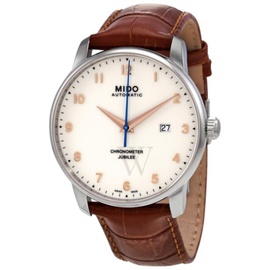 Mido MEN'S Baroncelli Jubilee Leather Ivory Dial Watch M0376081626200