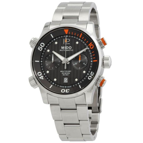  Mido MEN'S Multifort Chronograph Stainless Steel Black Dial Watch M0059141106000