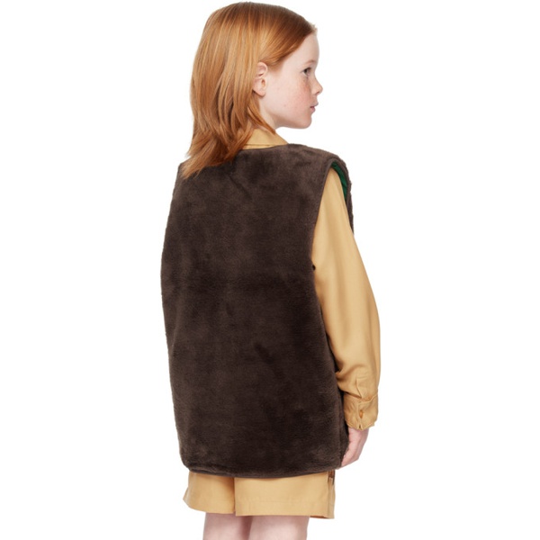  Mini Rodini Kids Brown Bloodhound Faux-Fur Vest 241828M701001