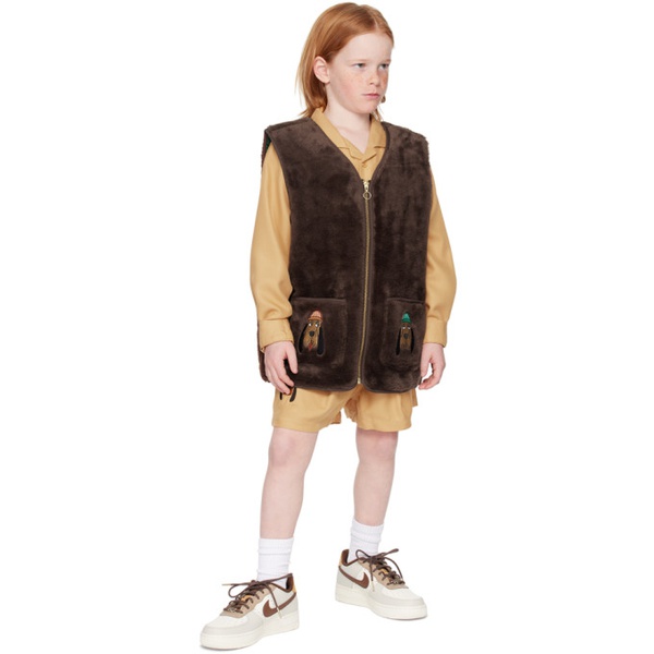  Mini Rodini Kids Brown Bloodhound Faux-Fur Vest 241828M701001