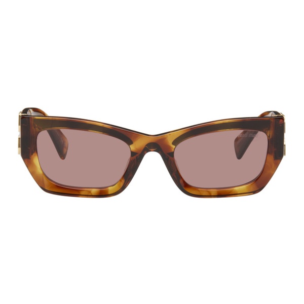  Miu Miu Eyewear Brown Glimpse Sunglasses 242209F005003