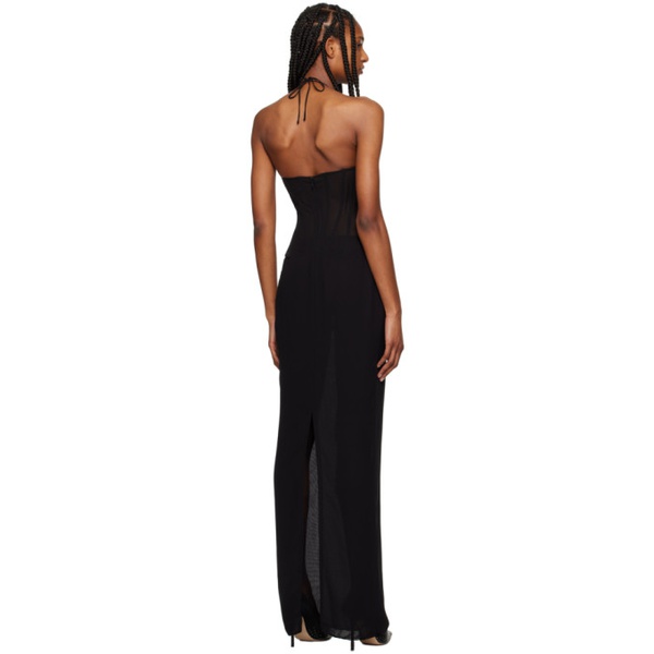  Moenot Black Paneled Maxi Dress 241658F055013