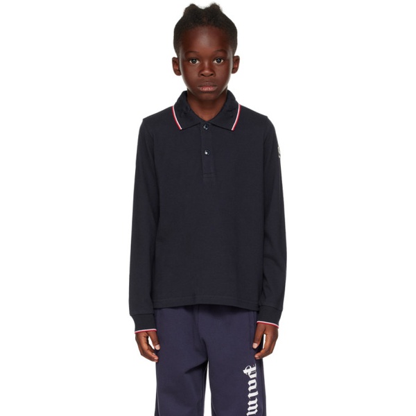 몽클레어 몽클레어 Moncler Enfant Kids Navy Tricolor Polo 232815M703010