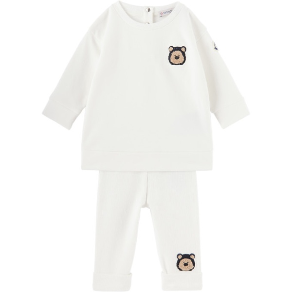 몽클레어 몽클레어 Moncler Enfant Baby White Graphic Sweatsuit 232815M690000