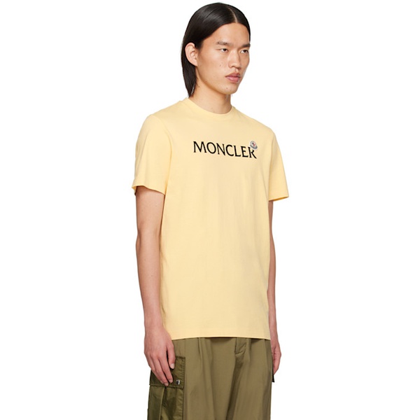몽클레어 몽클레어 Moncler Yellow Flocked T-Shirt 241111M213141